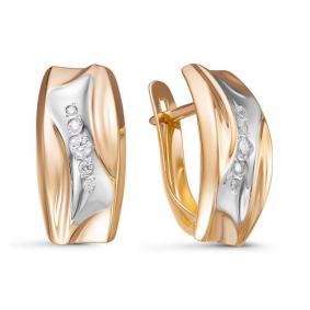 Золотые серьги КЮЗ Del'ta D128381 с фианитом D128381 фото