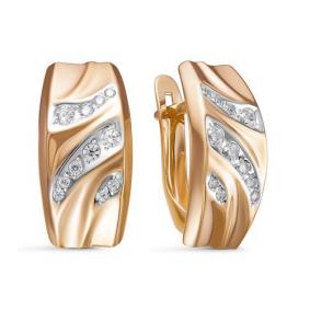 Золотые серьги КЮЗ Del'ta D128386 с фианитом D128386 фото