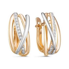 Золотые серьги КЮЗ Del'ta D128394 с фианитом D128394 фото