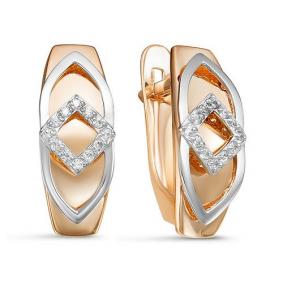 Золотые серьги КЮЗ Del'ta D128409 с фианитом D128409 фото