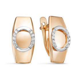 Золотые серьги КЮЗ Del'ta D128411 с фианитом D128411 фото