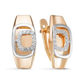 Золотые серьги КЮЗ Del'ta D128415 с фианитом D128415 фото