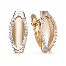 Золотые серьги КЮЗ Del'ta D128416 с фианитом D128416 фото