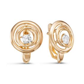 Золотые серьги КЮЗ Del'ta D128429 с фианитом D128429 фото