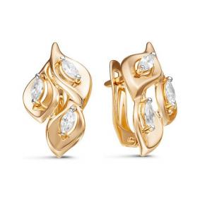Золотые серьги КЮЗ Del'ta D128472 с фианитом D128472 фото