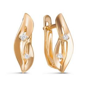 Золотые серьги КЮЗ Del'ta D128475 с фианитом D128475 фото