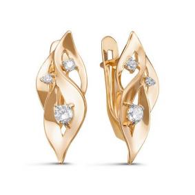 Золотые серьги КЮЗ Del'ta D128476 с фианитом D128476 фото