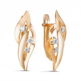 Золотые серьги КЮЗ Del'ta D128477 с фианитом D128477 фото