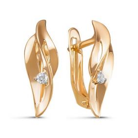 Золотые серьги КЮЗ Del'ta D128478 с фианитом D128478 фото