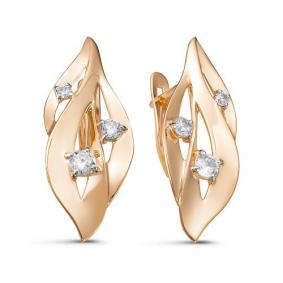 Золотые серьги КЮЗ Del'ta D128481 с фианитом D128481 фото