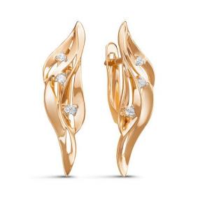 Золотые серьги КЮЗ Del'ta D128482 с фианитом D128482 фото