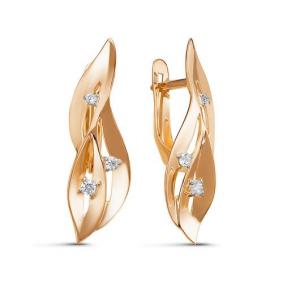 Золотые серьги КЮЗ Del'ta D128483 с фианитом D128483 фото