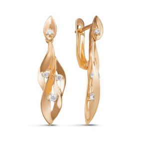 Золотые серьги КЮЗ Del'ta D128484 с фианитом D128484 фото