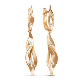 Золотые серьги КЮЗ Del'ta D128487 с фианитом D128487 фото