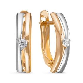 Золотые серьги КЮЗ Del'ta D128489 с фианитом D128489 фото