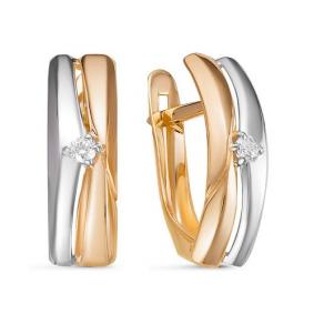 Золотые серьги КЮЗ Del'ta D128494 с фианитом D128494 фото