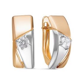 Золотые серьги КЮЗ Del'ta D128496 с фианитом D128496 фото