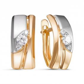 Золотые серьги КЮЗ Del'ta D128499 с фианитом D128499 фото