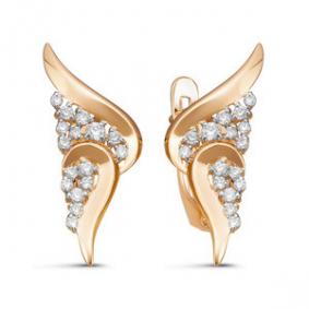 Золотые серьги КЮЗ Del'ta D128505 с фианитом D128505 фото