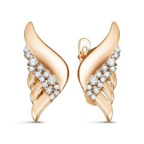 Золотые серьги КЮЗ Del'ta D128508 с фианитом D128508 фото