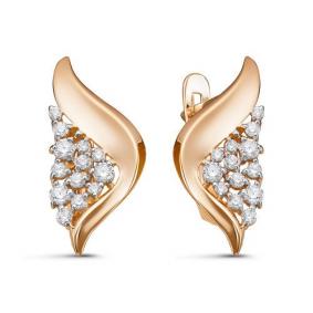 Золотые серьги КЮЗ Del'ta D128509 с фианитом D128509 фото