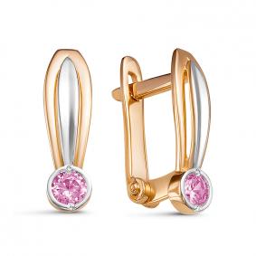 Золотые серьги КЮЗ Del'ta D128516 с фианитом D128516 фото