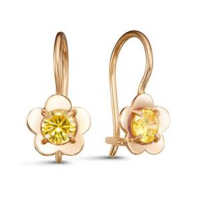 Золотые серьги КЮЗ Del'ta D128553 с фианитом D128553 фото