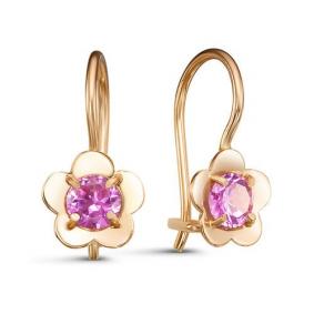 Золотые серьги КЮЗ Del'ta D128571 с рубиновым корундом D128571 фото