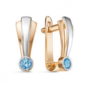 Золотые серьги КЮЗ Del'ta D128578 с фианитом D128578 фото