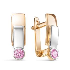 Золотые серьги КЮЗ Del'ta D128582 с фианитом D128582 фото