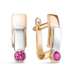 Золотые серьги КЮЗ Del'ta D128584 с рубиновым корундом D128584 фото