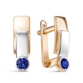 Золотые серьги КЮЗ Del'ta D128586 с фианитом D128586 фото