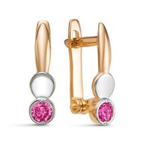 Золотые серьги КЮЗ Del'ta D128599 с рубиновым корундом D128599 фото