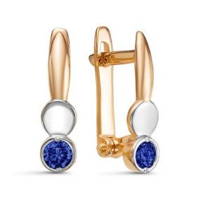 Золотые серьги КЮЗ Del'ta D128601 с фианитом D128601 фото