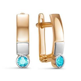 Золотые серьги КЮЗ Del'ta D128603 с фианитом D128603 фото