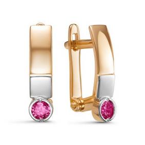 Золотые серьги КЮЗ Del'ta D128604 с рубиновым корундом D128604 фото