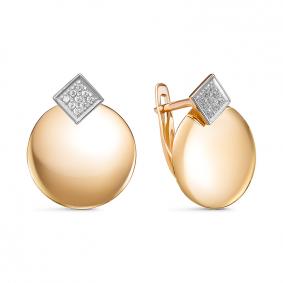 Золотые серьги КЮЗ Del'ta D128608 с фианитом D128608 фото