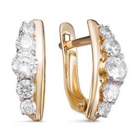 Золотые серьги КЮЗ Del'ta D128618 с фианитом D128618 фото