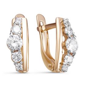 Золотые серьги КЮЗ Del'ta D128621 с фианитом D128621 фото