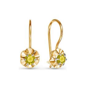 Золотые серьги КЮЗ Del'ta D128673 с фианитом D128673 фото