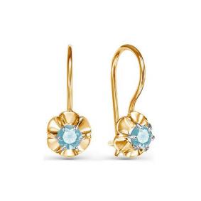 Золотые серьги КЮЗ Del'ta D128679 с фианитом D128679 фото