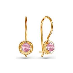 Золотые серьги КЮЗ Del'ta D128683 с фианитом D128683 фото