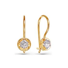 Золотые серьги КЮЗ Del'ta D128685 с фианитом D128685 фото