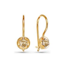 Золотые серьги КЮЗ Del'ta D128689 с фианитом D128689 фото