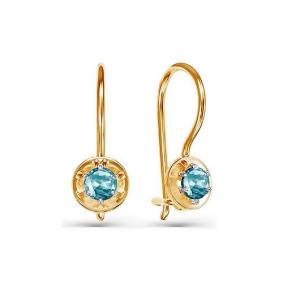 Золотые серьги КЮЗ Del'ta D128695 с фианитом D128695 фото