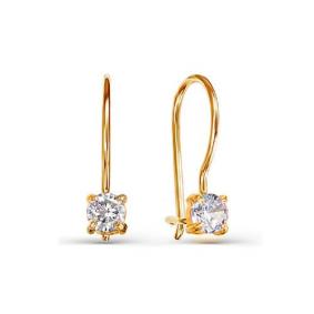 Золотые серьги КЮЗ Del'ta D128700 с фианитом D128700 фото