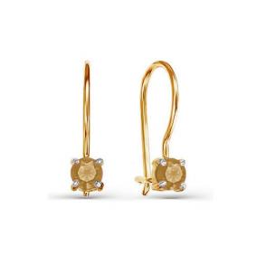 Золотые серьги КЮЗ Del'ta D128704 с фианитом D128704 фото