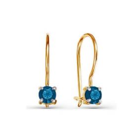 Золотые серьги КЮЗ Del'ta D128705 с фианитом D128705 фото