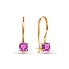 Золотые серьги КЮЗ Del'ta D128711 с рубиновым корундом D128711 фото