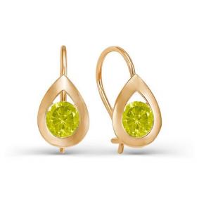 Золотые серьги КЮЗ Del'ta D128737 с фианитом D128737 фото